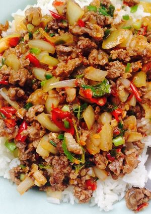 รูปของ กะเพราเนื้อราดข้าว