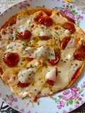 Pizza wrap com tomate cherry confitado