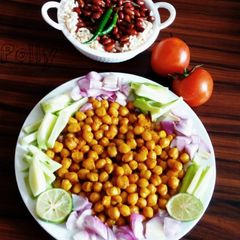 A picture of Chole badam murmura with salad.