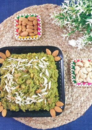 A picture of Bottle Gourd Dryfruit Halwa.