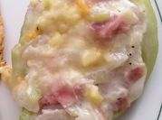 Una foto de chayotes con queso