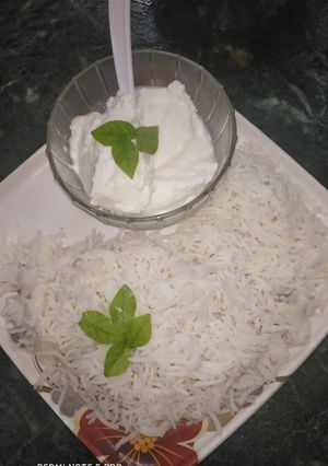 A picture of Plain rice or curd rice.
