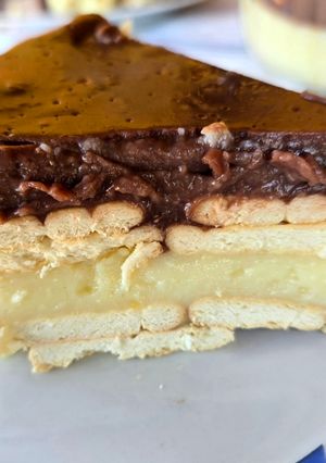 Rakott pudingos - kekszes desszert recept fotója