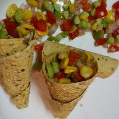 A picture of Papad cone chat.