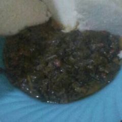 A picture of Ugali and African vegetable "managu".