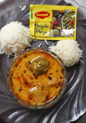 A picture of Punjabi maggi magic masala kei Royal kadhi chawal.