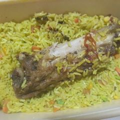 A picture of Fried rice with turkey.