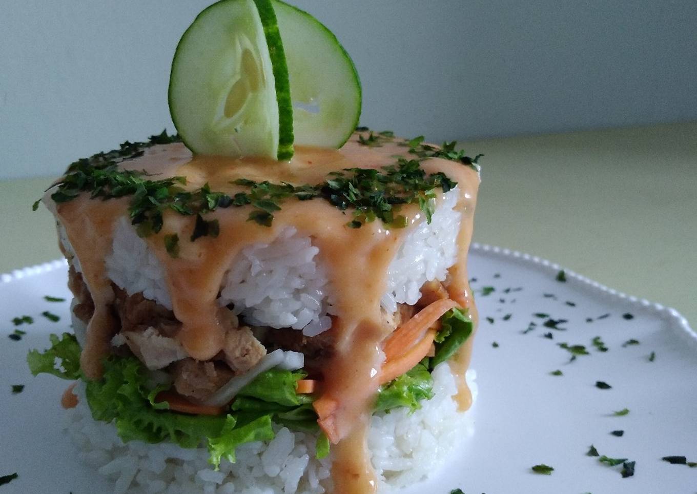 Sushi Drip Cake & Roll | Chicken Teriyaki dengan Mentai Sauce