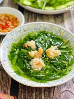 Hình của món Canh Cải Bó Xôi Nấu Tôm.