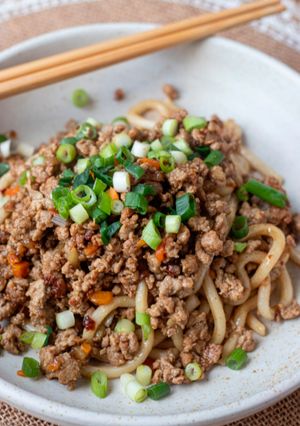 A picture of Minced lamb cumin Noodles.