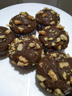 A picture of Chocolate walnuts muffins.