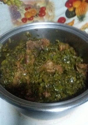 A picture of Chamolia with beef stew.