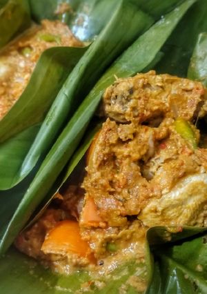 Foto resep Botok ayam bumbu kacang