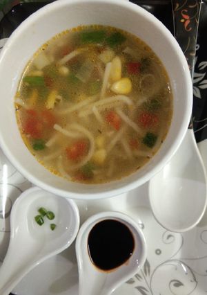 A picture of Hot and sour noodle soup.
