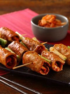 【家樂福食譜】韓式泡菜豬肉串 的食譜成品照片
