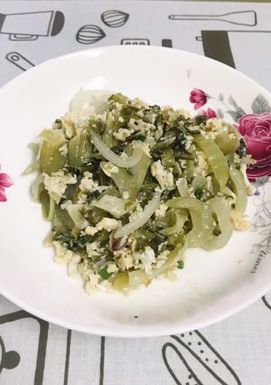 Hình của món Cải chua xào trứng.