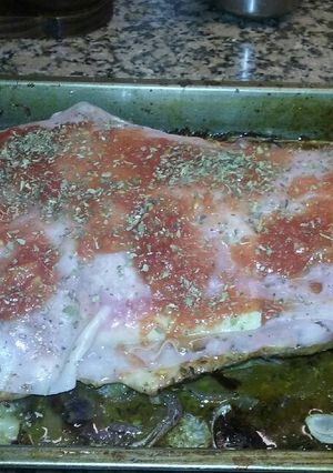 Una foto de Matambrito de cerdo al horno con papas