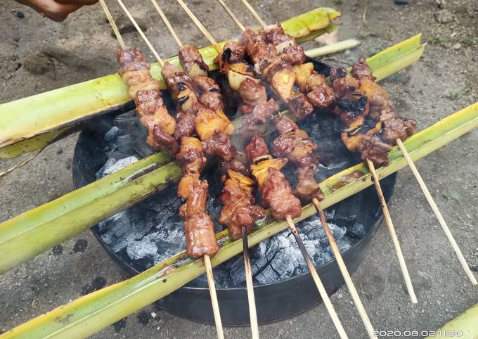 Resep: Sate Daging Sapi, nanas, bawang bombai, Bumbu Lezat Kekinian