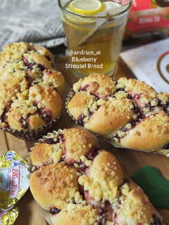 Foto resep Blueberry Streusel Bread (Tanpa Ulen - Overnight Dough)