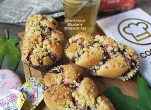 Foto resep Blueberry Streusel Bread (Tanpa Ulen - Overnight Dough)