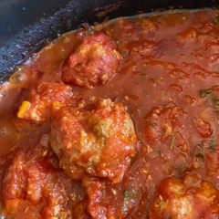 A picture of Turkey Meatballs in tomato sauce (dairy free).