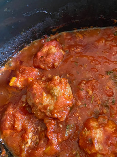 A picture of Turkey Meatballs in tomato sauce (dairy free).