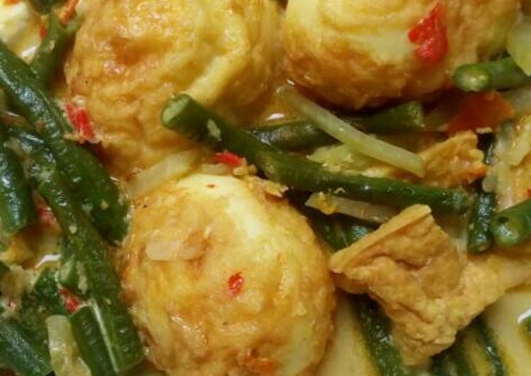 Resep Kari telor kacang panjang tahu Anti Gagal