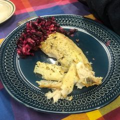 Fish and beetroot salsa A picture of Fish and beetroot salsa.