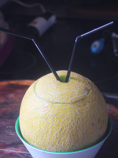 Una foto de Melón de Galia con menta