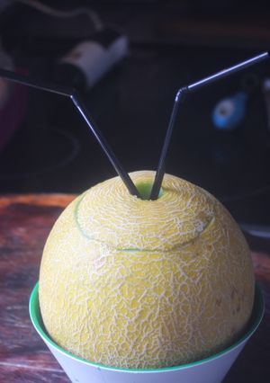 Una foto de Melón de Galia con menta