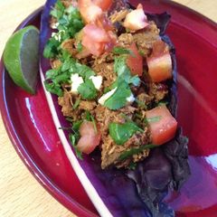 A picture of Gluten Free Tacos with Red Cabbage Shell.