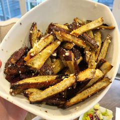 Truffle Parmesan Sweet Potato Fries A picture of Truffle Parmesan Sweet Potato Fries.