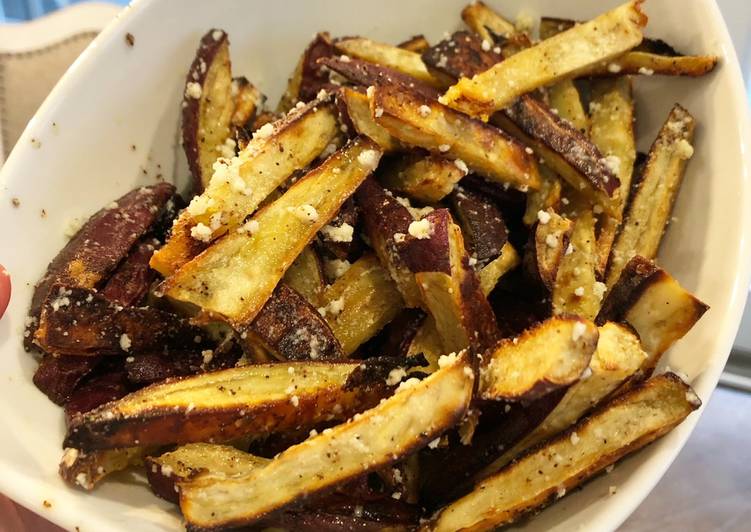 Steps to  Prepare Truffle Parmesan Sweet Potato Fries Appetizing