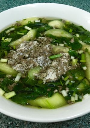 Hình của món Canh cua rau đay, mồng tơi, mướp.
