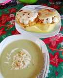 Crema de verduras acompañado de arepas rellenas
