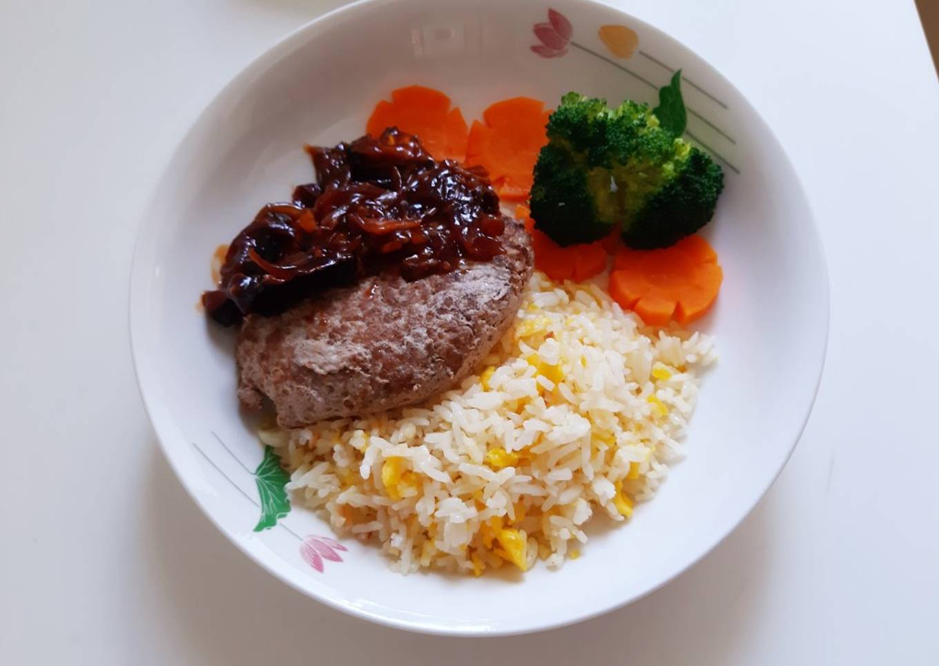 Beef mushroom teriyaki with garlic butter egg rice (#230)