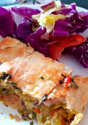 Una foto de Calzone de zapallitos y zanahorias