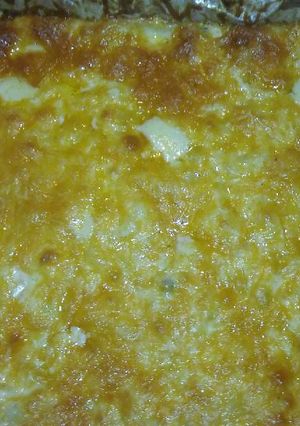 A picture of Cheesy potato casserole.