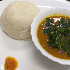 A picture of Beans in coconut served with ugali#coconut/tamarind contest.