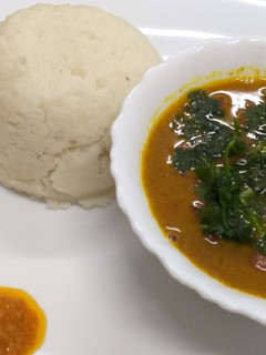 A picture of Beans in coconut served with ugali#coconut/tamarind contest.