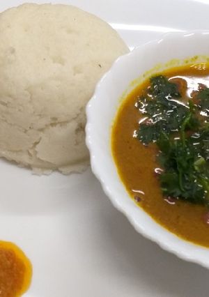 A picture of Beans in coconut served with ugali#coconut/tamarind contest.