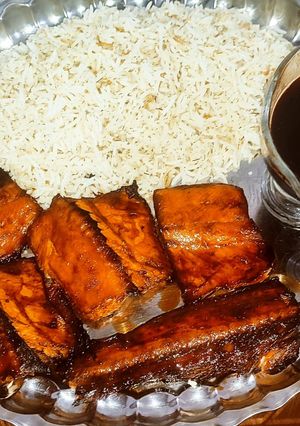 عکسی از دستور ماهی قزل آلا با رب انار