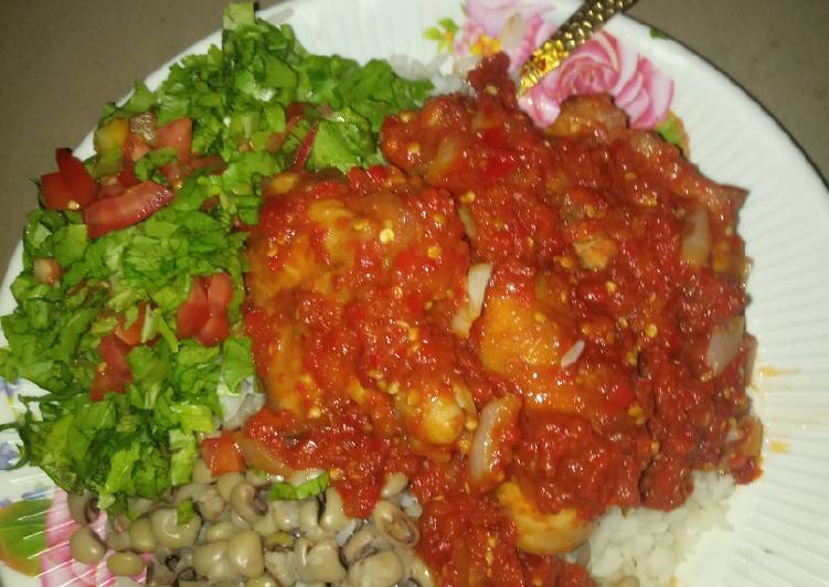 Steps to Prepare Quick Rice beans en stew wiv salad