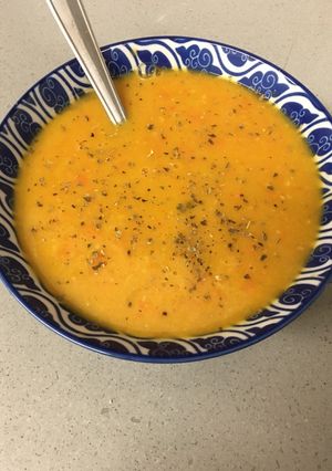A picture of Moroccan Sweet Potato and Chick Pea Soup.