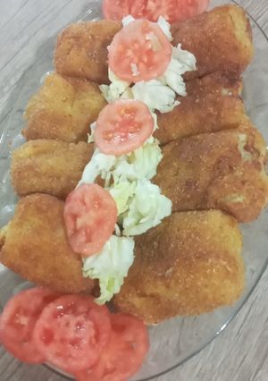 عکسی از دستور رولت سیب زمینی با مرغ😘🤤😋