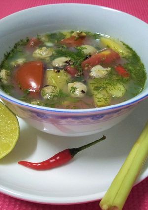 Hình của món Canh ngao nấu dứa cay cay thanh thanh.