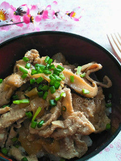A picture of Pork and Shiitake Rice Bowl.