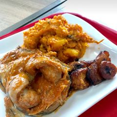 Yam porriage,soft dodo and catfish A picture of Yam porriage,soft dodo and catfish.