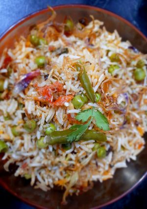 A picture of Green Peas biryani.