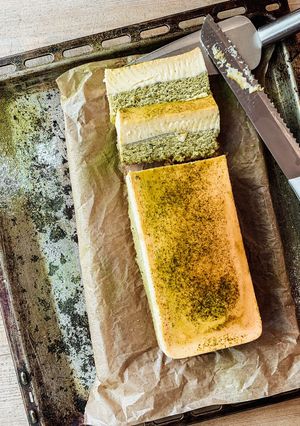 Hình của món Matcha flan cake.